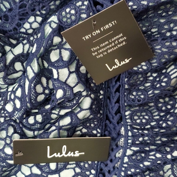 NWT Lulu's Navy Blue Crochet Scallop Lace Skater Dress Swing ⭐3+ Bundle 15%⭐️ - Picture 5 of 6